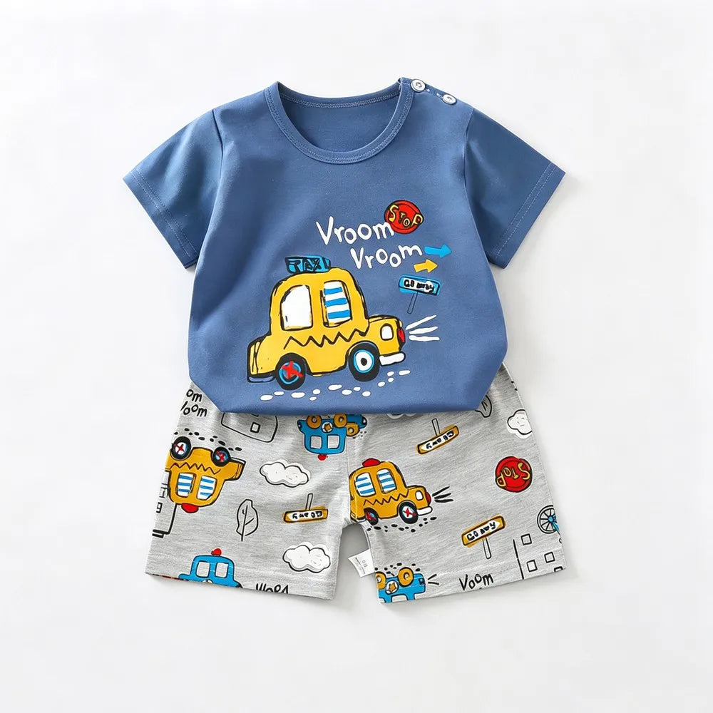 Kids Clothes Set Baby Boy/Girl T-Shirt + Shorts Summer Clothing Cotton Cartoon Casual Boys Tracksuit Children Baby Clothes Set