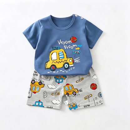 Kids Clothes Set Baby Boy/Girl T-Shirt + Shorts Summer Clothing Cotton Cartoon Casual Boys Tracksuit Children Baby Clothes Set