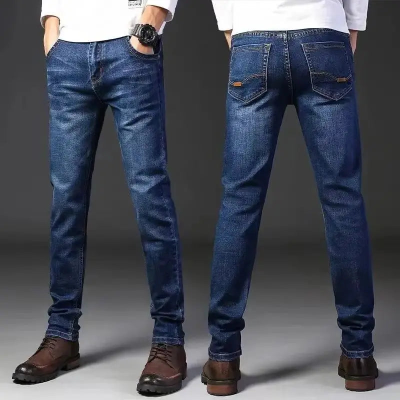 2025 Spring New Mens Slim Fit Classic Skinny Jeans Casual Street Style Casual Mens Skinny Jeans Male Slim Fit Pencil Denim Blue