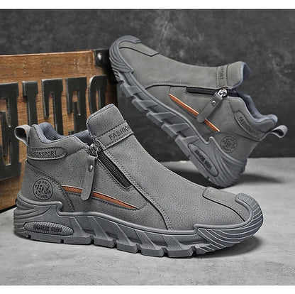 Men's High-Cut Casual Sports Shoes Anti-Slip Wear-Resistant Ankle Boots Outdoor Workwear Footwear for Comfortable Walking