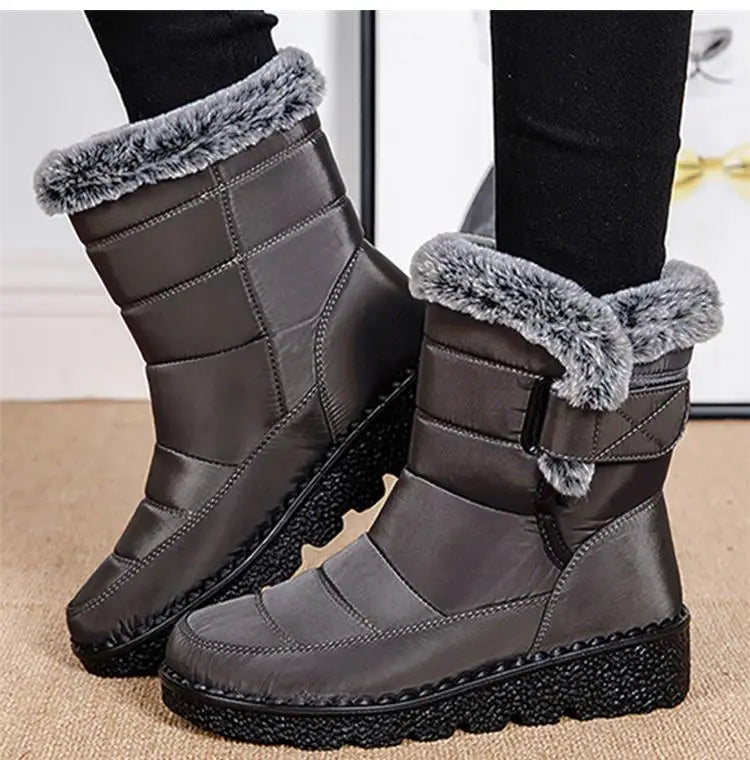 Snow Boots Woman Fashion Women Shoes Platform Shoes Woman Solid Mid Women's High Boots New Botas Mujer Winter Ladies Boots