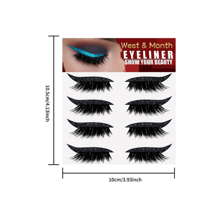 2in1 Eyeshadow Eyeliner Stickers False Eyelashes Waterproof Eyelash Liner Patches Instant Cat Eye Natural Look Party Eye Makeup