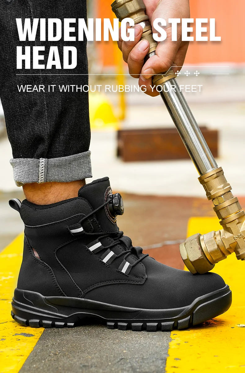 Waterproof Safety Boots Men Indestructible Steel Toe Work Boots Anti-smash Stab-resistant Safety Shoes Biker Botas Para Hombre