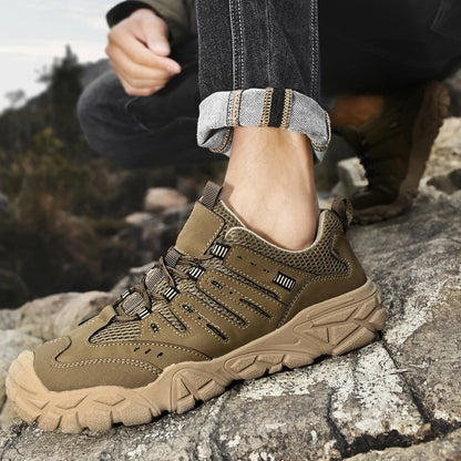Retro Style Men's Outdoor Hiking Shoes Durable Waterproof Trekking Sneakers Non-Slip Sole Trainers Male Mountain Travel Footwear