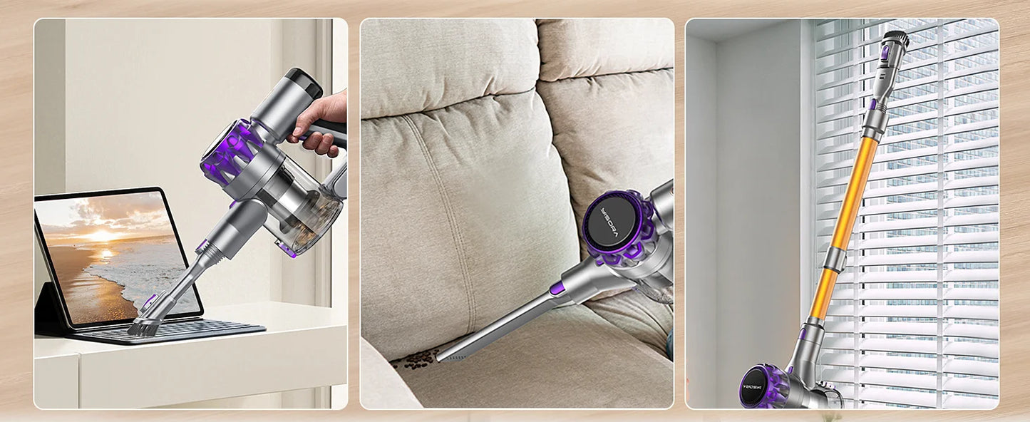 YISORA Cordless Vacuum Cleaner, 40Kpa 55Mins Running Time Wireless Vacuum Cleaner with Touchscreen for Pet Hair, Carpet