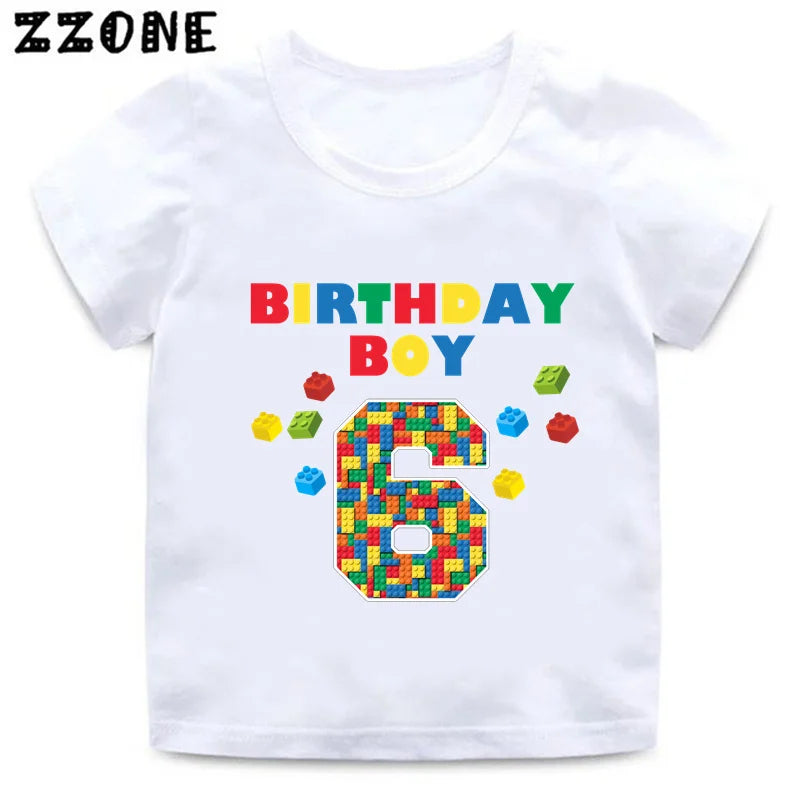 Master Builder Blocks Building Print Funny Boys Clothes 1 2 3 4 5 6 7 8 9 Years Happy Birthday Kids T shirt Baby Girls T-Shirts