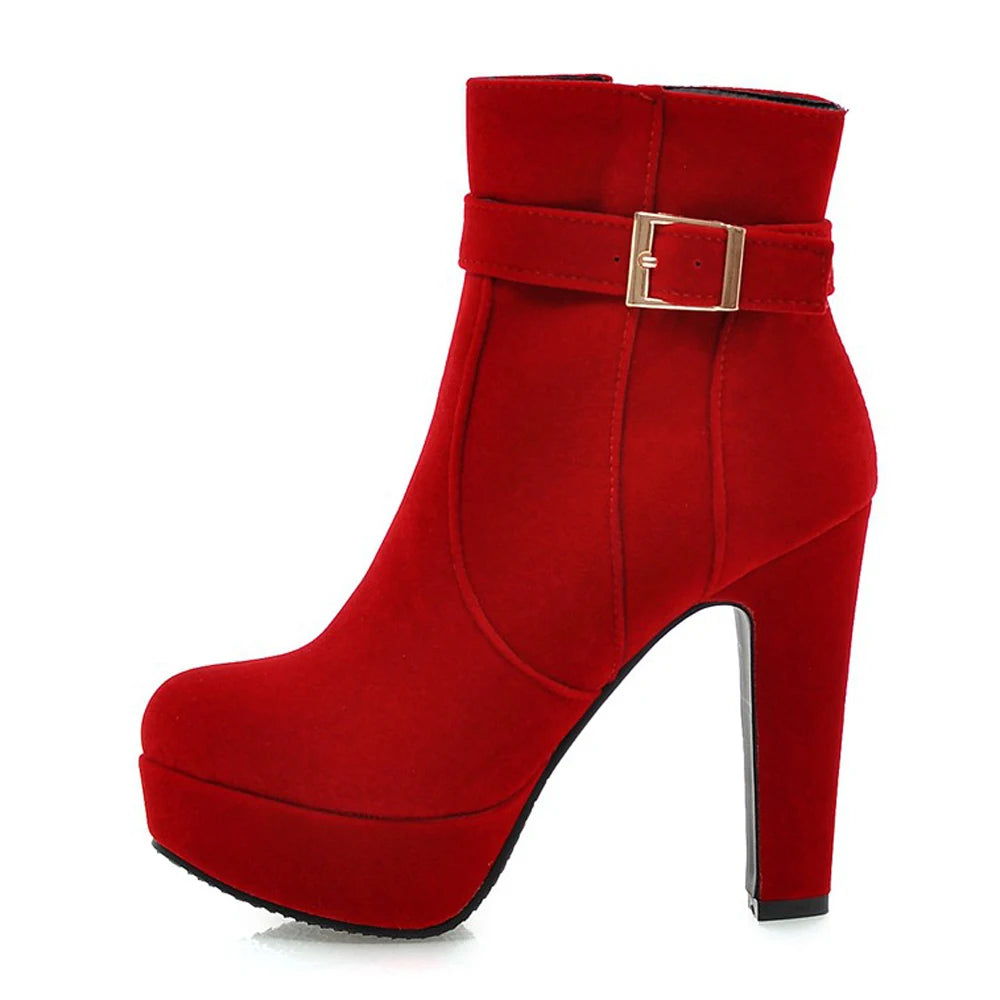 ANNYMOLI Extreme High Heel Ankle Boots Women Boots Platform Spike Heel Shoes Zip Buckle Short Boots Ladies Autumn Winter Red 43