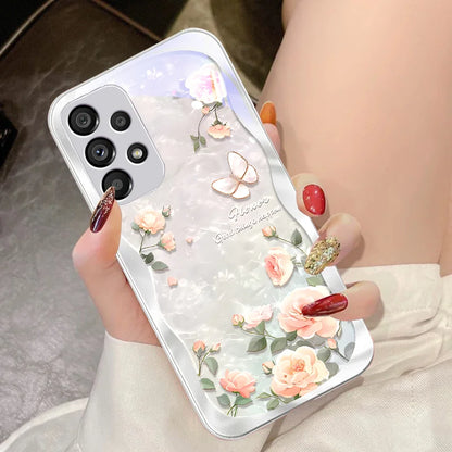 Butterfly shell pollen for Samsung Galaxy S10 4G S20 11E 30 S21 21Fe 22 S24 Pro S23 Ultra 5G S8 S9 Tempered glass phone case