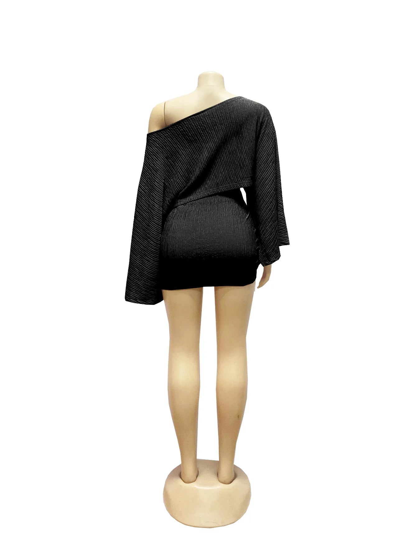 Weird Puss Sexy 2 Piece Set Women Skew Collar Loose Crop Tops+Ruched Knot Ribbon Skirt Matching Beach Vacation Party Club Suit