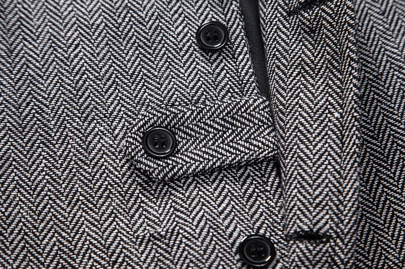 New Men's Retro Lapel Vest Herringbone Coarse Tweed Pockets Suit Vest British Casual Vintage Gentleman Leisure Party Bar Banquet