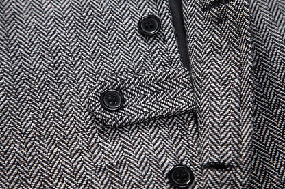 New Men's Retro Lapel Vest Herringbone Coarse Tweed Pockets Suit Vest British Casual Vintage Gentleman Leisure Party Bar Banquet