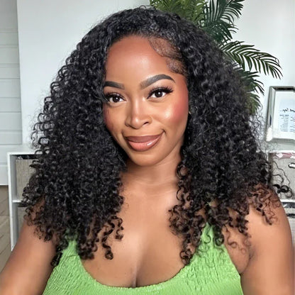 300 Density Burmese Curly Human Hair Wigs For Women 4C Afro Kinky Culry 3 IN 1 Half Wigs Human Hair Wigs 100% Human Hair On Sale