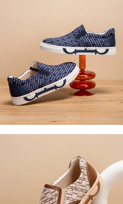 Shoes For Man Loafers Breathable cloth upperLeather elasticized adjustable mouthCH lettersLuxury brand men's shoes