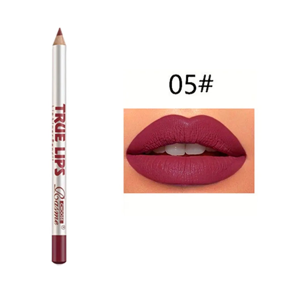 12 Colors Waterproof Matte Lipliner Pencil Red Contour Tint Lipstick Long Lasting Non-stick Cup Moisturising Lips Makeup