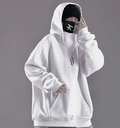 Embroidery Turtleneck Sweatshirt Oversized Y2K Men Women Hoody Japanese Ninja Hoodies Autumn Hip Hop Fleece Pocket Streetwear
