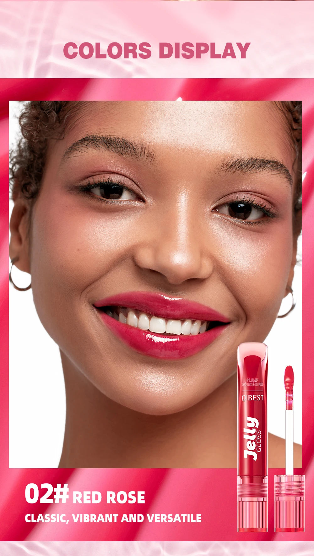 Mirror Water Light Jelly Lip Gloss Shiny Mirror Moisturizer Sexy Red Rose Liquid Lipstick Glitter Lip Oil Glass Lip Stain Makeup