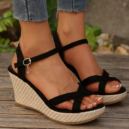 Cross Strap Extreme High Heel Sandals Women Fashion Summer Buckle Platform Sandal Ladies 2025 Anti Slip Wedge Sandals for Woman