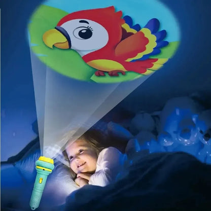 Kids Projector Flashlight with 10 Cards 80 Images Cartoon Night Light Projector Toy for Kids Bedtime Story Education Gift