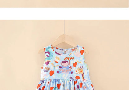 Girls Casual Dresses Flower Printing Sleeveless Casual Dress Toddler Clothes Flower Girl Dresses 2 To 8 Years