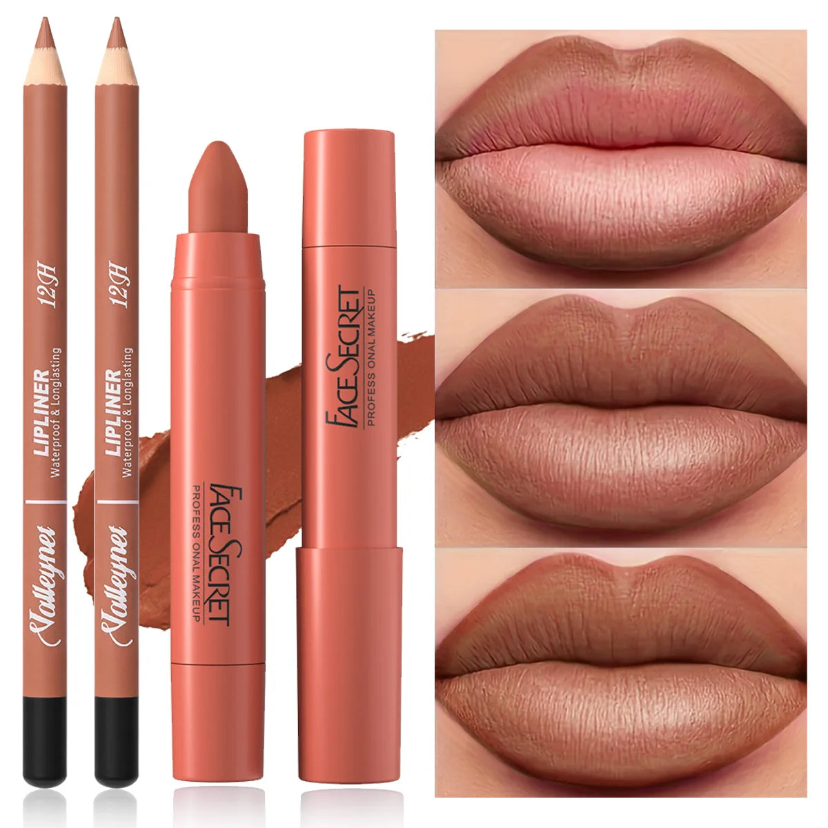 2Pcs/Set Lip Liner + Lipstick Pencil, Matte Velvet Lipstick - Long lasting Lip Combo Set Makeup tutorial Cosmetics