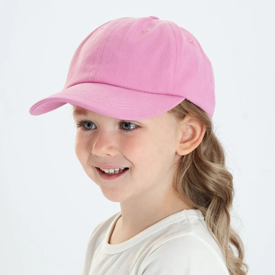 Kids Baseball Cap Low Profile Sun Hat for Boys and Girls Soft Cotton Pink Black White Gray for Baby Children