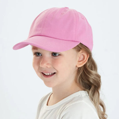 Kids Baseball Cap Low Profile Sun Hat for Boys and Girls Soft Cotton Pink Black White Gray for Baby Children