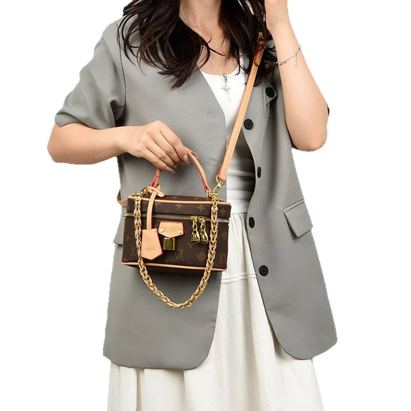Structured Box Bucket Bag for Women Minimalist Crossbody Purse Elegant Shoulder Hand