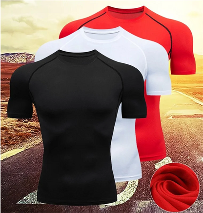 Men's Compression T-Shirt Summer Sportswear Running T shirt Elastic Quick Dry Sport Tops Tee Athletic Gym Workout T Shirts Men