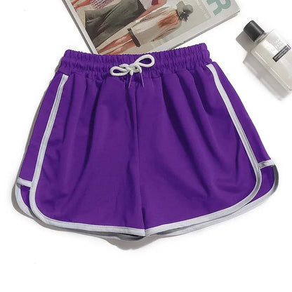 Women Striped Casual Shorts Korean Harajuku Loose All Match Sports Shorts Summer Fashion Simple Yoga Thin Mini Shorts Female