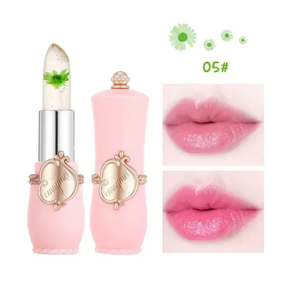 Dried Flower Jelly Lip Balm Lipstick Transparent Waterproof Crystal Lip Oil Hydrating Lip Gloss Plumper Clear Lip Plumper Makeup