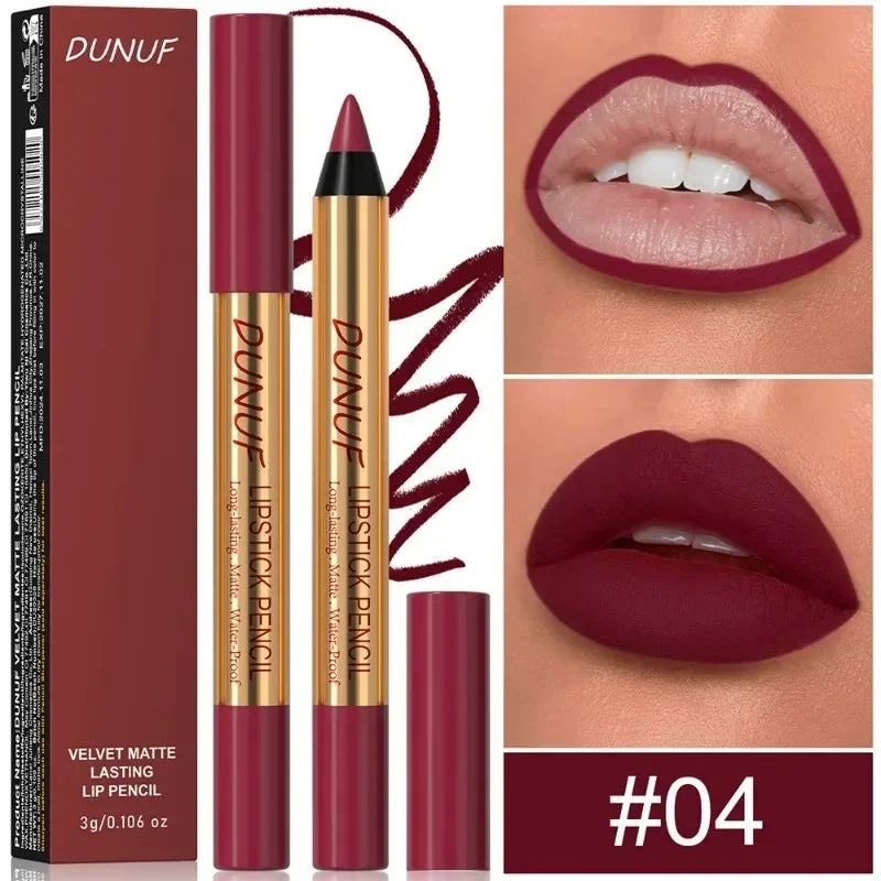 Rich Color Non-stick Lipstick Pencil Long-lasting Matte Lip Liner Crayon Red Tint Brown Lipliner Makeup Easy To Apply Cosmetics