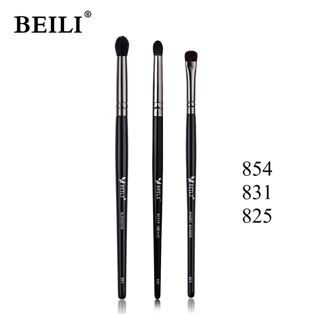 1 Set Of 4 Black Eye Detail Makeup Brushes Pony Hair Precision Eye Shadow Lying Silkworm Brightening Eyeliner Applicator Small