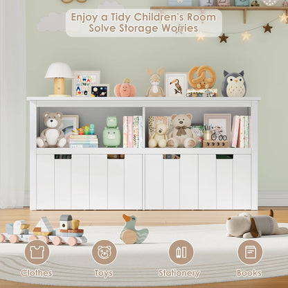 Getone Toy Storage Unit Children's Cabinet with 4 boxing on rolls Kid's room furniture Toys Storage Cabinet 120x33x61.5 cm White