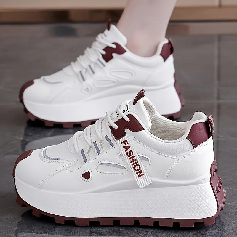 Korean Version of New Dad Shoes for Women, 2025 Spring Autumn Student Sports Running Casual Thick Soled Height Increasing Shoes