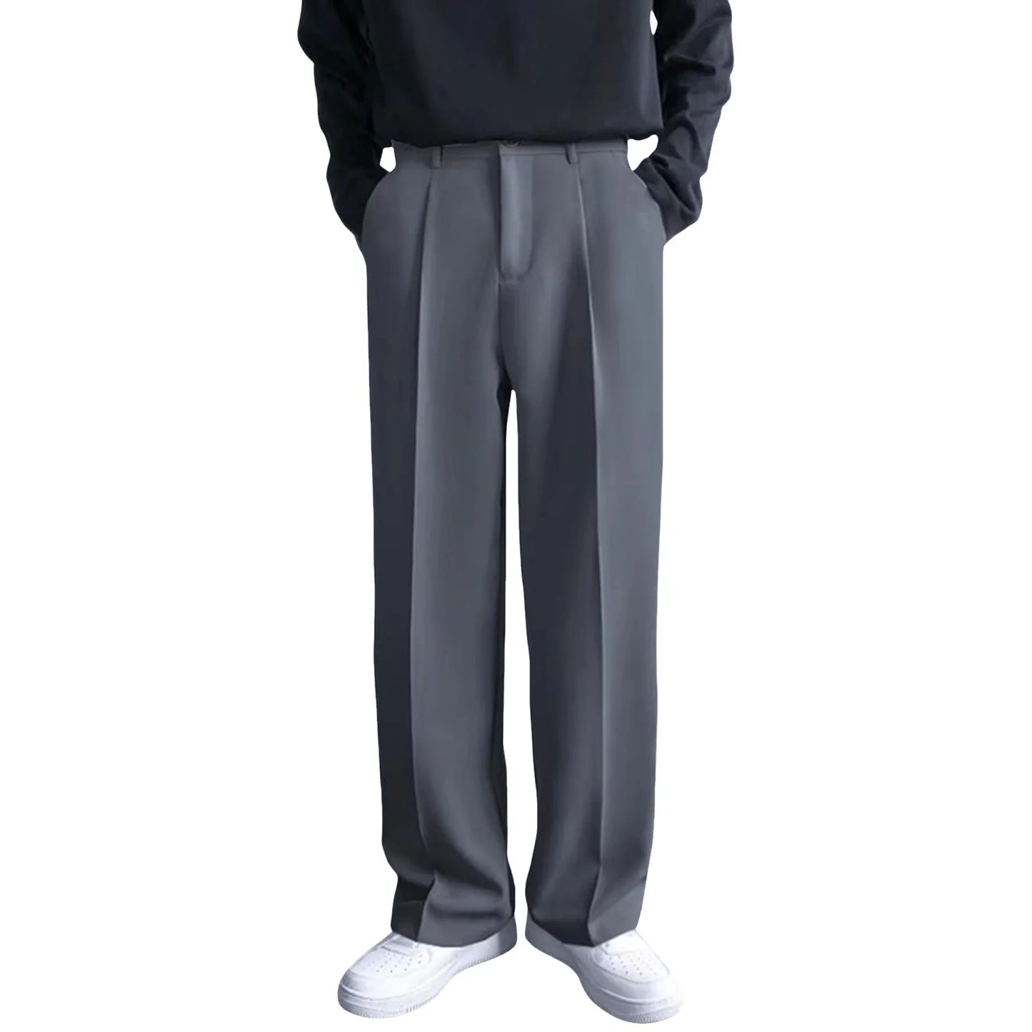 Brown Black Suit Pants Men Slim Fit Fashion Social Mens Dress Pants Korean Casual Straight Pants Mens Office Formal Trousers