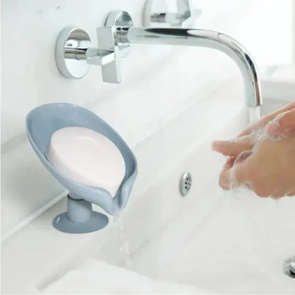 Drain Soap Holder Leaf Shape Soap Box Suction Cup Tray Drying Rack for Shower Sponge Container Kitchen Bathroom Accessories