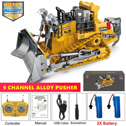 4WD Remote Control Excavator 4x4 Alloy Dump Truck Bulldozer Radio Model RC Car Construction Vehicle Toy Children Kids Gifts