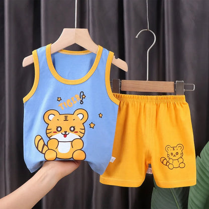 Fashion Kids Clothes Boys Girls Sets Top Shorts 2PCS 100% Cotton Soft Summer Children Baby Cloths T-shirt Shorts Toddler Suit