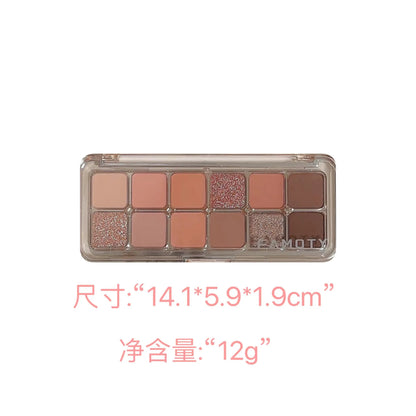 12-Color Low Saturation Matte Eyeshadow Palette Tea Apricot Earth Tones Long Lasting All-Matte Eye Makeup for Daily Use