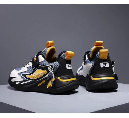 Kid Sneakers Sport Shoes for Boys Fashion Leather Children Breathable Mesh Comfort Shoes Casual Walking Outdoor Running Shoes