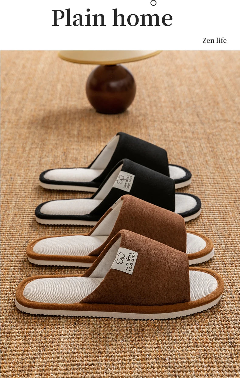 Slippers for Men，Non-Slip Soft-Soled Indoor House Slippers for Spring&Summer, All-Season Linen Home Comfortable Slippers