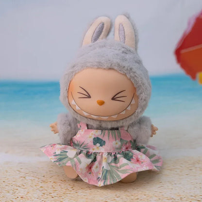 For 15/17cm 3.0 labubu doll cothes Swimsuit Beach skirt beach striped floral shirt shorts For ropa labubu outfit Decorations
