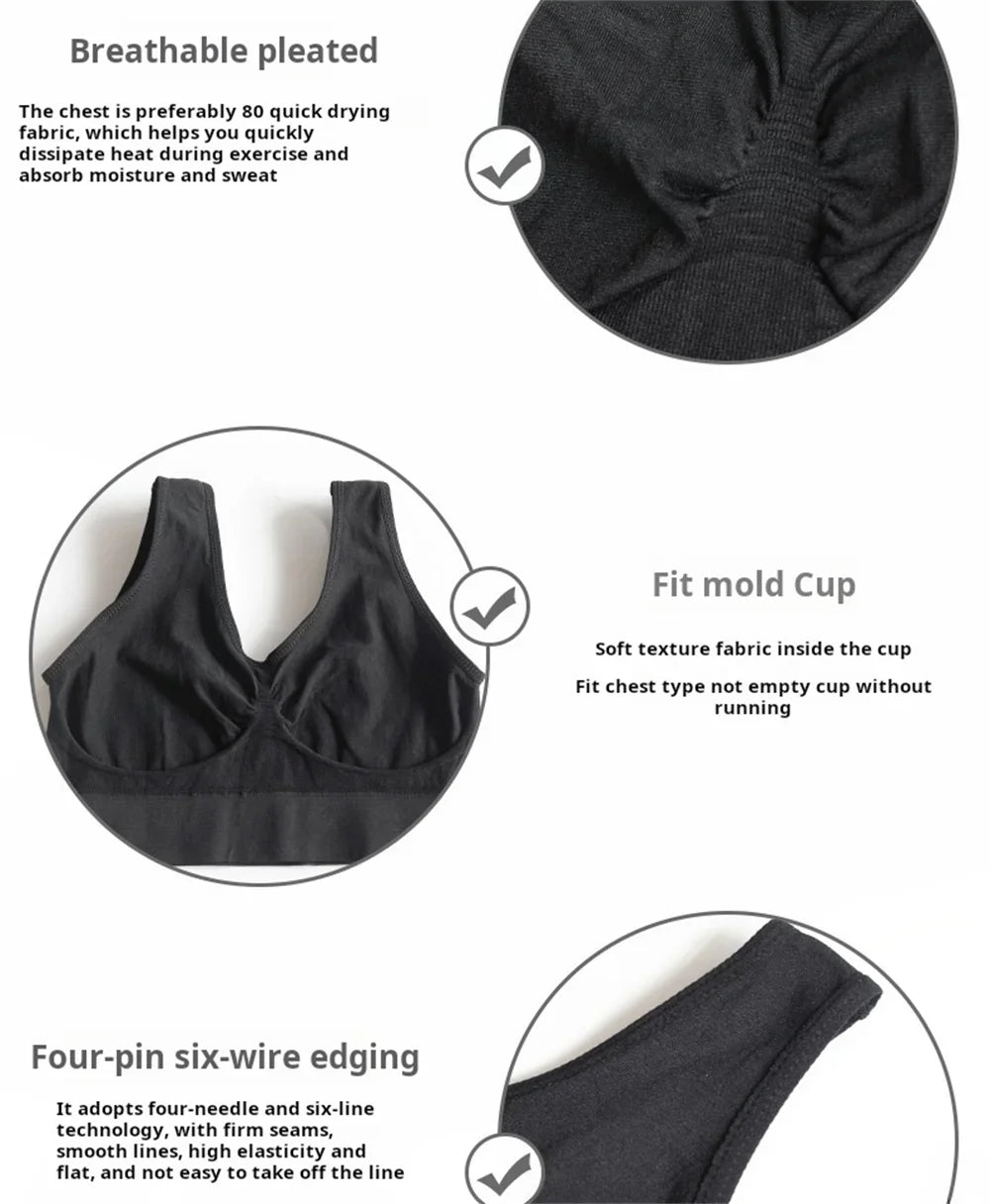 Seamless Bra For Women Crop Top Black Vertical Stripe Breathable Sports Bra Fitness Tube Tops Yoga Underwear Sports Bra