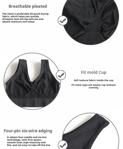 Seamless Bra For Women Crop Top Black Vertical Stripe Breathable Sports Bra Fitness Tube Tops Yoga Underwear Sports Bra