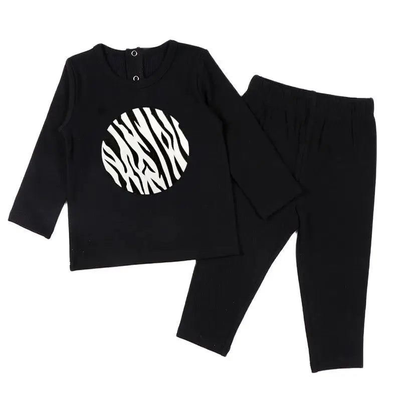 Children Clothes 2pcs Set Ribbed Kids Clothes baby Boys Clothes Girls Clothes Round Neck Long Sleeves Top Long Pants baby Set
