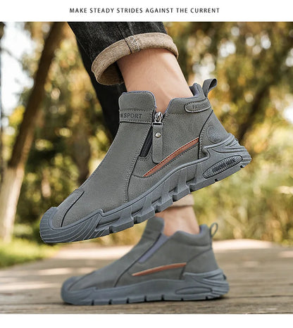 Men's High-Cut Casual Sports Shoes Anti-Slip Wear-Resistant Ankle Boots Outdoor Workwear Footwear for Comfortable Walking
