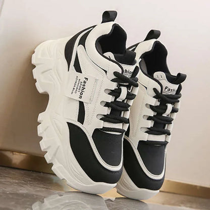 Fashion 2025 Spring Autumn Platform Sneakers Women Shoes Korean Lace Up Chunky Sneakers Mixed Color Women's Vulcanize Shoes