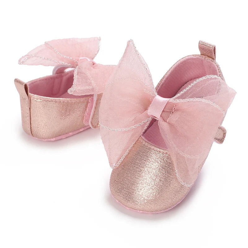 Cute Girl 0-18M Baby Shoes Pink Theme Bow Princess Shoes Spring and Autumn Soft Sole Lightweight Garden Shoes Casual Shoes