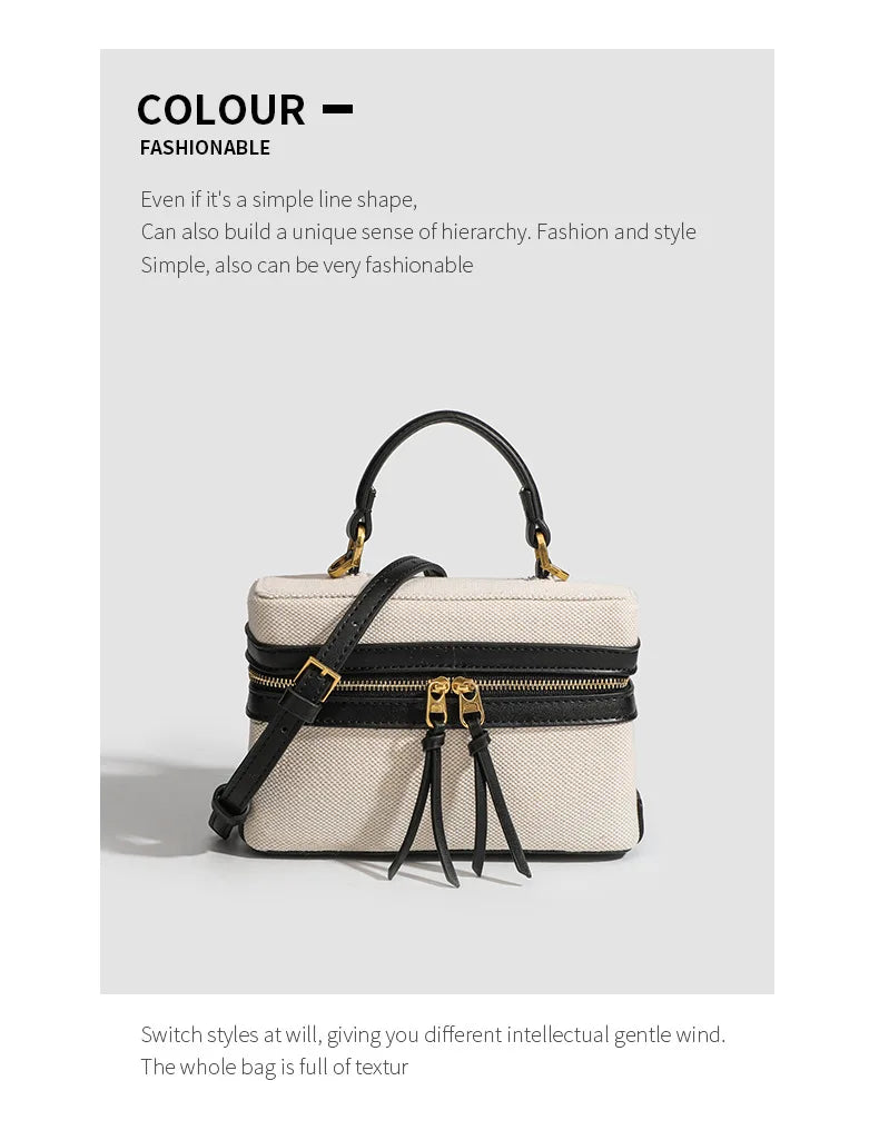 Fashion Box Women Handbags Designer Thick Canvas Shoulder Crossbody Bags Casual Spring And Summer Small Purses 2024 Bolso Mujer