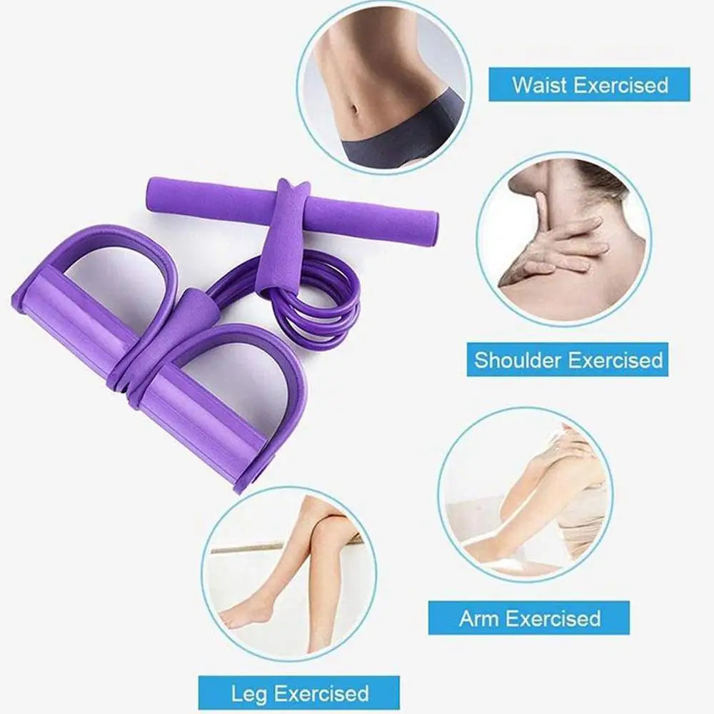 Fitness Resistance Bands-4 Tube Pedal Ankle Puller - Sit Up Leg Stretch Rope Exercise Bands , Stretching Workout Fitness Bands